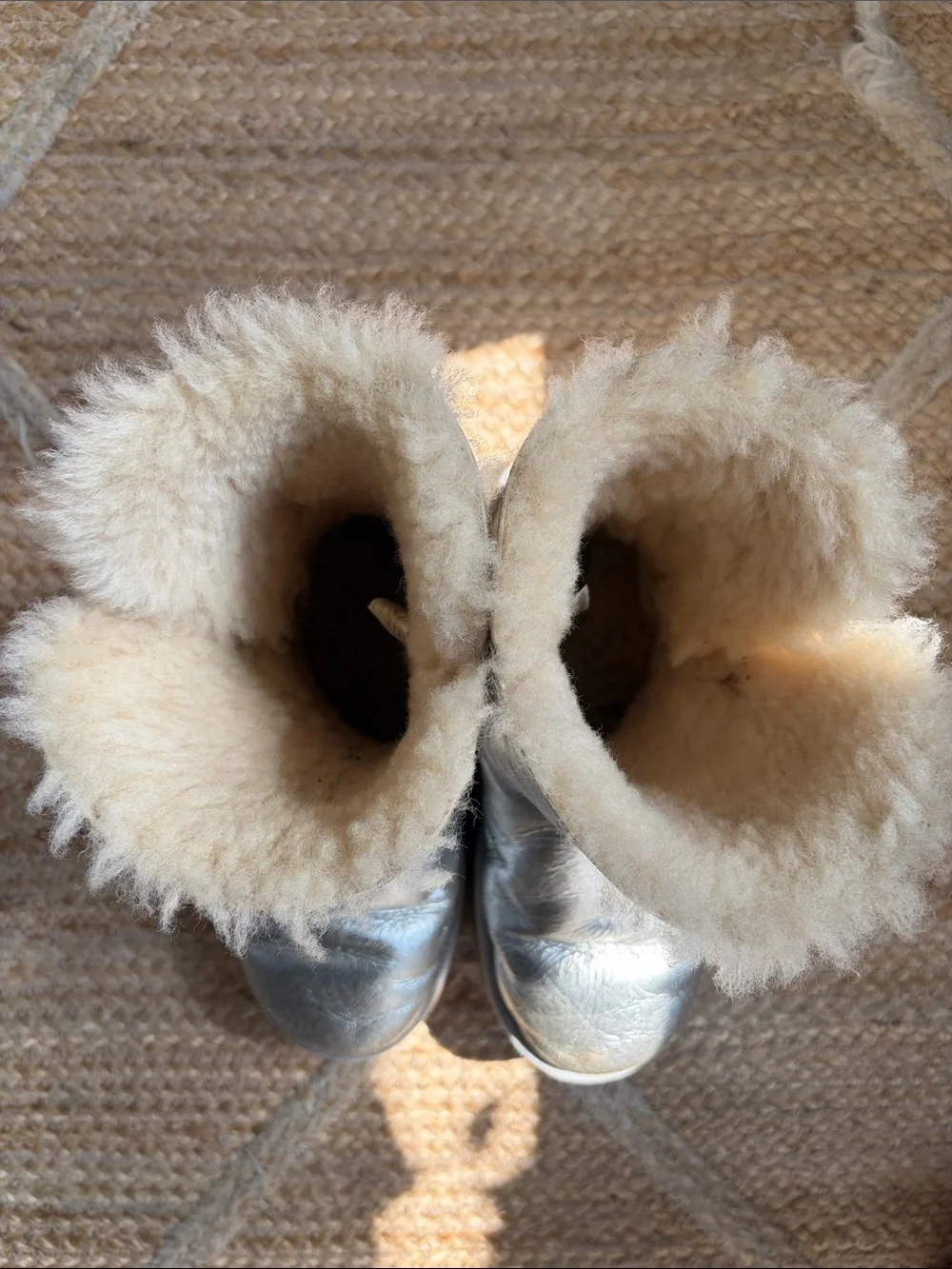 metallic silver UGG Bailey Button boots
